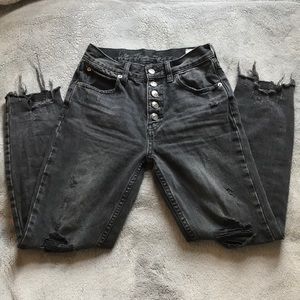 WORN TWICE Free People Black Ripped Mom Jeans